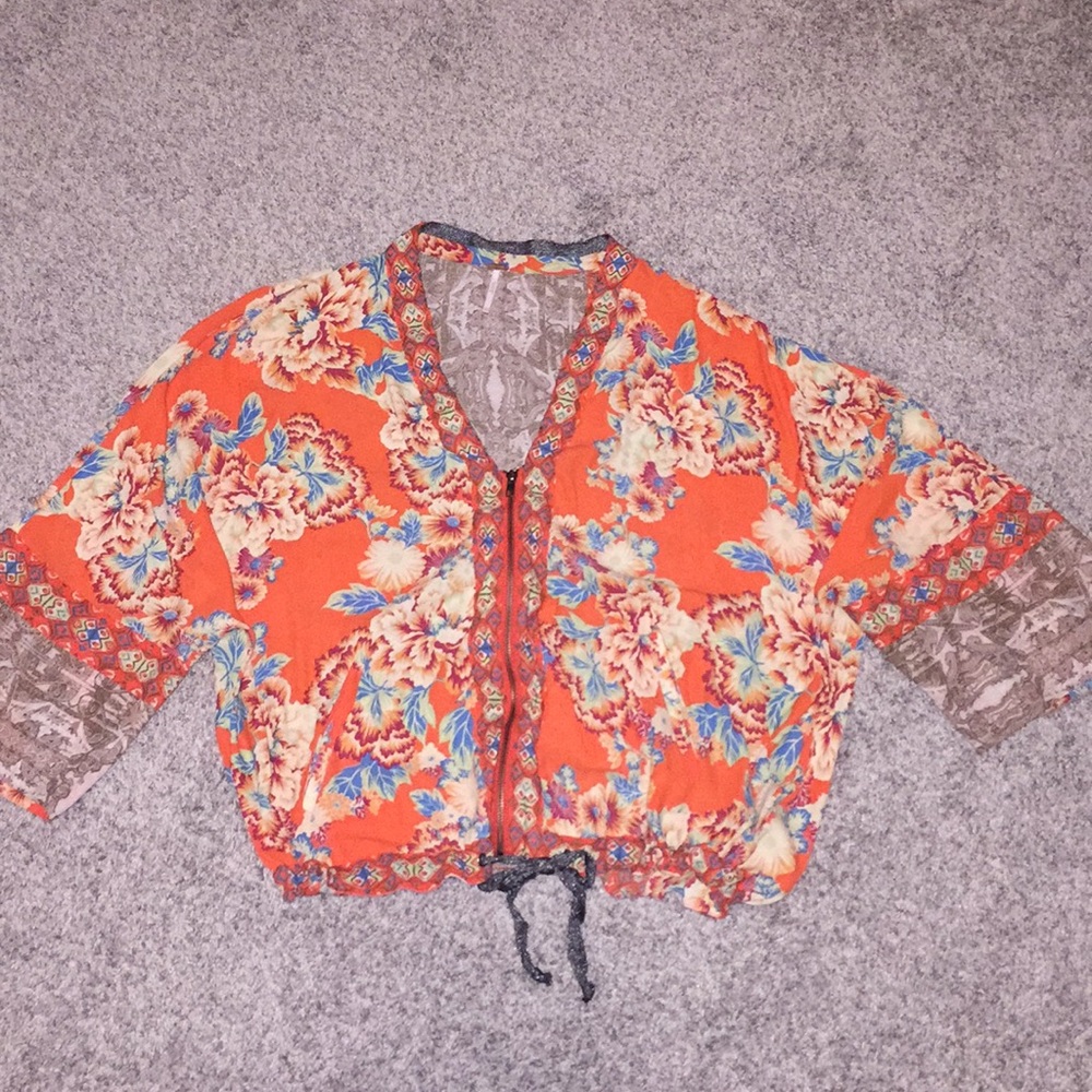 Free People zip up blouse xsmall
